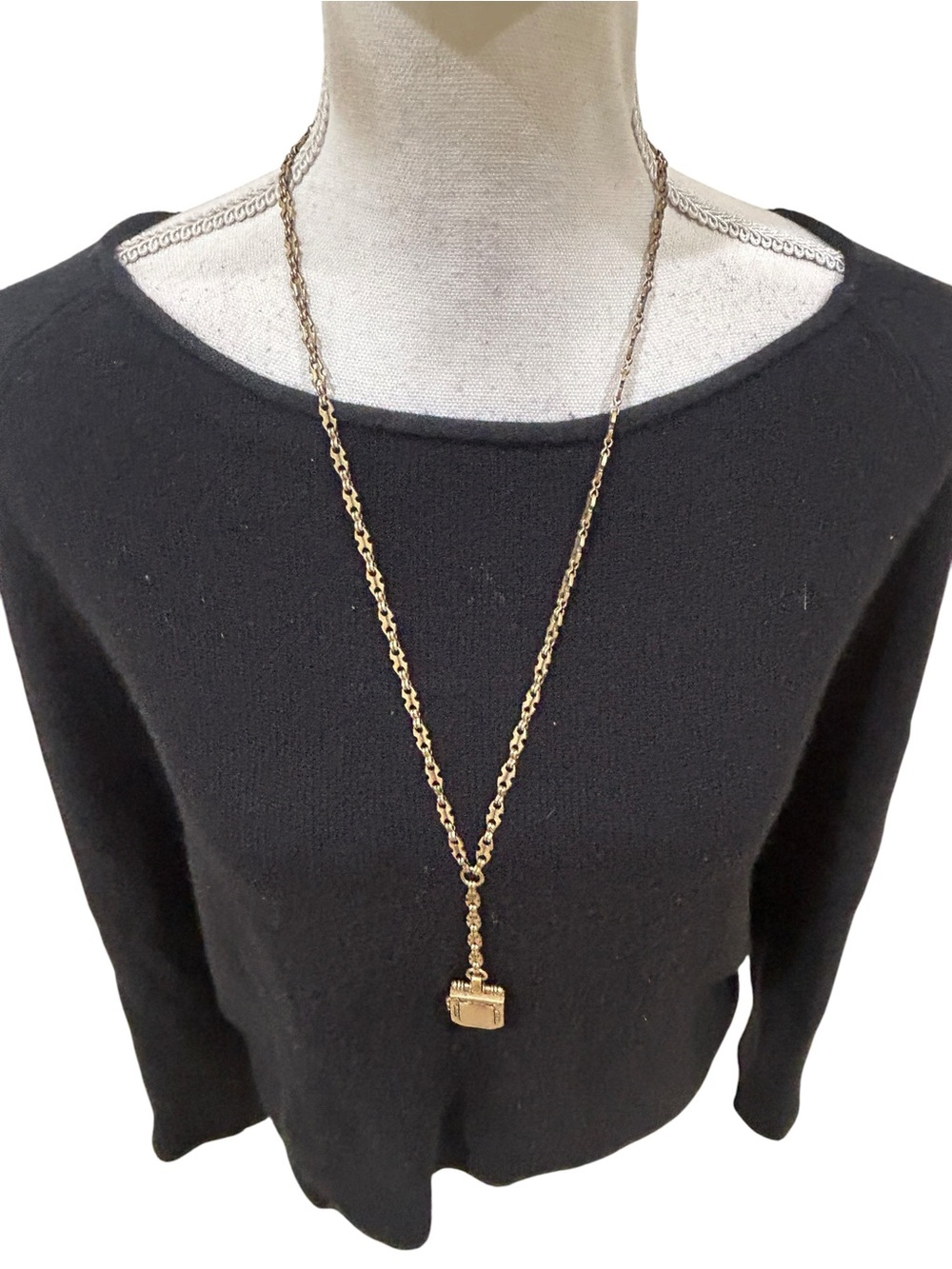 Long Gold-Tone Pendant Necklace for Women